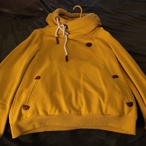Wanakome Arkemis Gold / Yellow Cowl Neck Hooded Sweater Womens Large